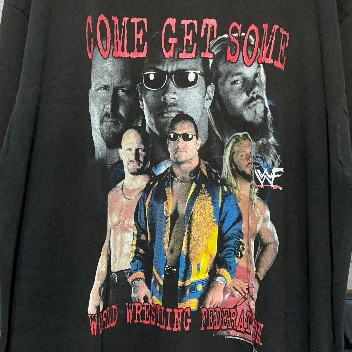 Vintage WWF Come Get Some The Rock Stone Cold Chris Jericho Wrestling T-Shirt XL