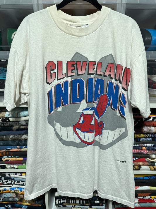 90s Cleveland Indians Chief Wahoo Big Face Graphic Tee Large