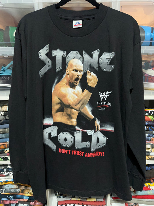 WWF Stone Cold Steve Austin Don't Trust Anybody Long Sleeve Graphic Tee Large