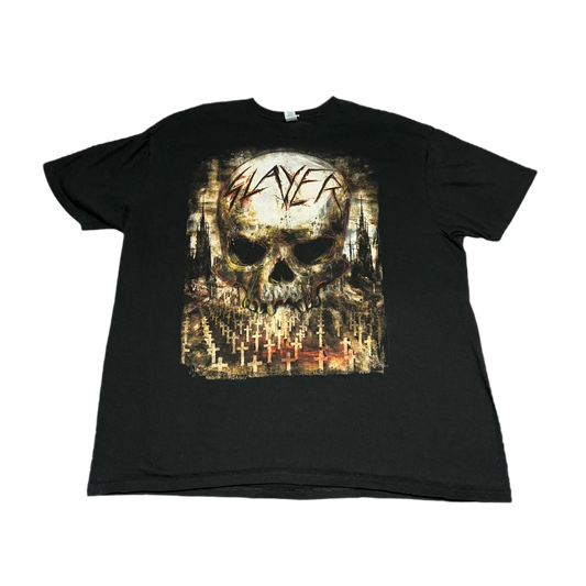 Slayer Final Campaign Tour Skull Cemetery Graphic Tee XL Black Heavy Metal Band Shirt