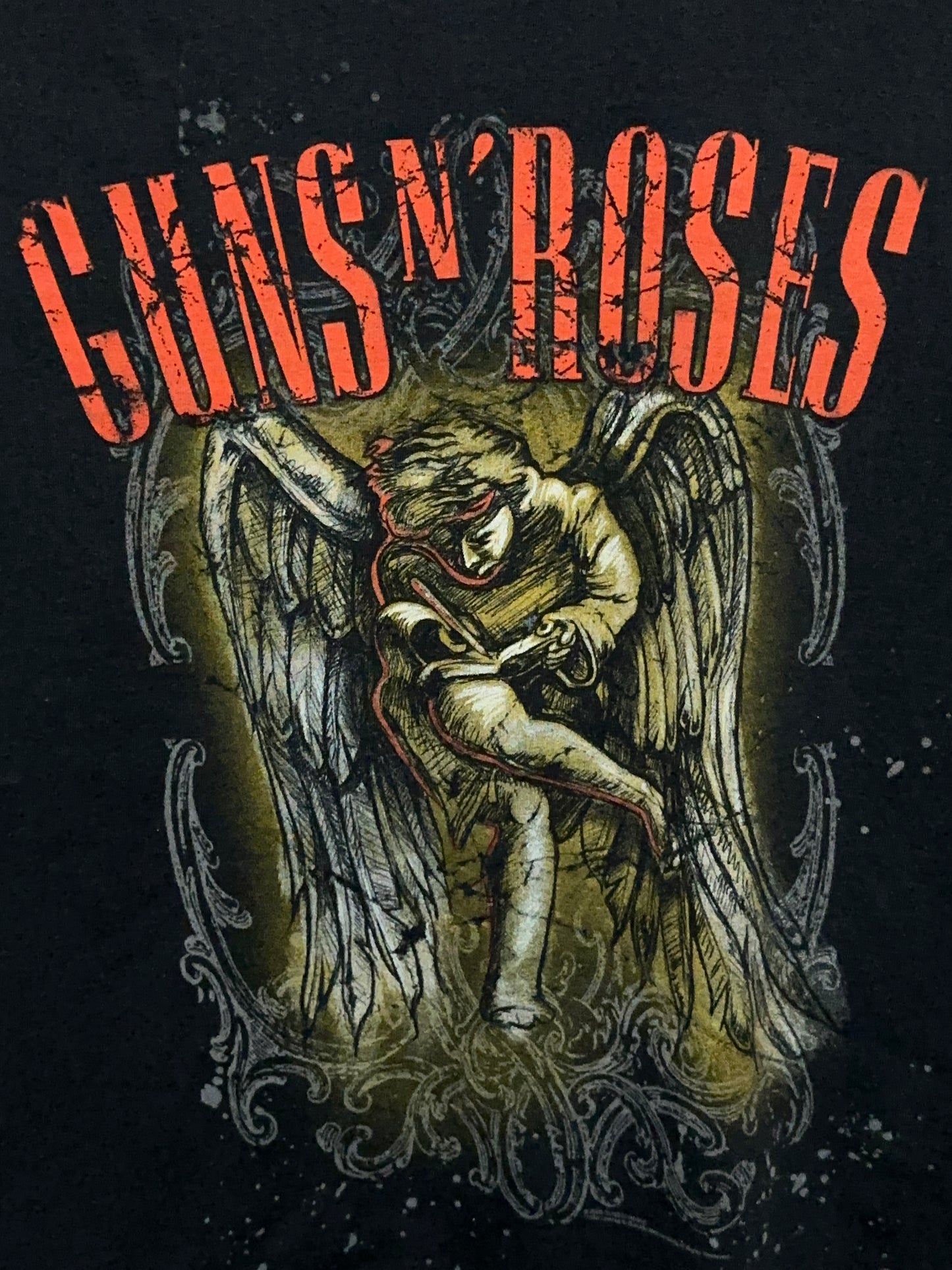 2008 Guns N Roses Sketching Cherub Graphic Band Tee Large