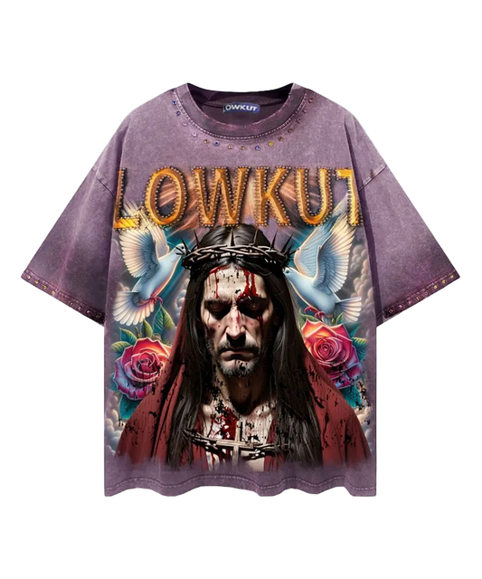 LOWKUT TEARS OF GOD RHINESTONE TEE
