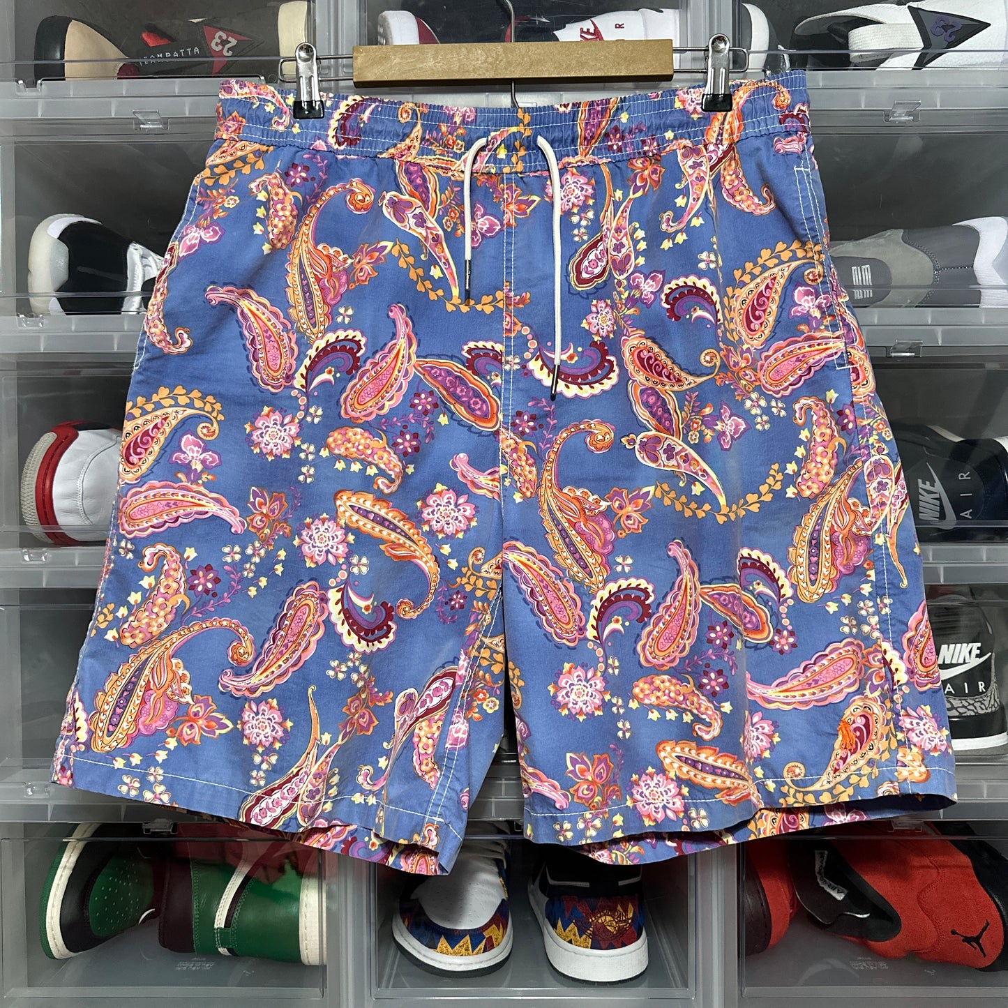 Y2K Polo Ralph Lauren Paisley Nylon Swim Shorts Large