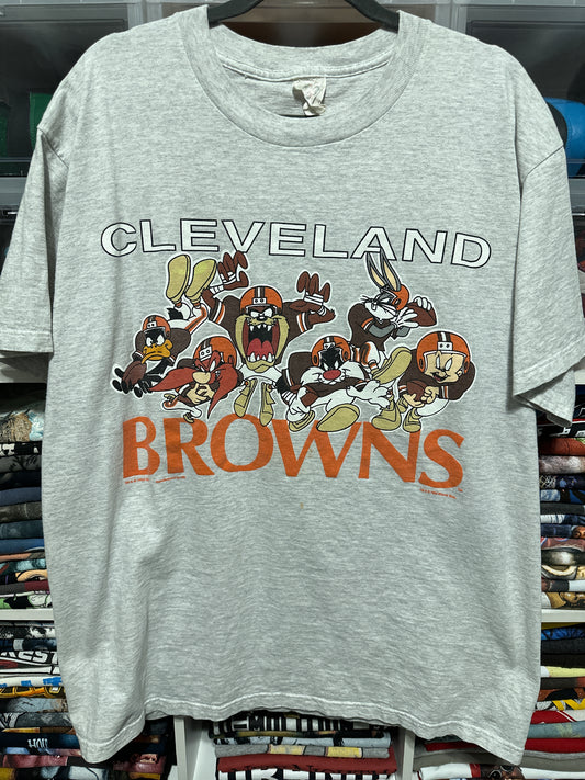 Vintage 90s Looney Tunes Cleveland Browns Cartoon Graphic Tee Large