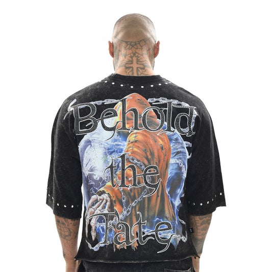 BEHOLD THE FATE WASHED CROPPED GRAPHIC TEE