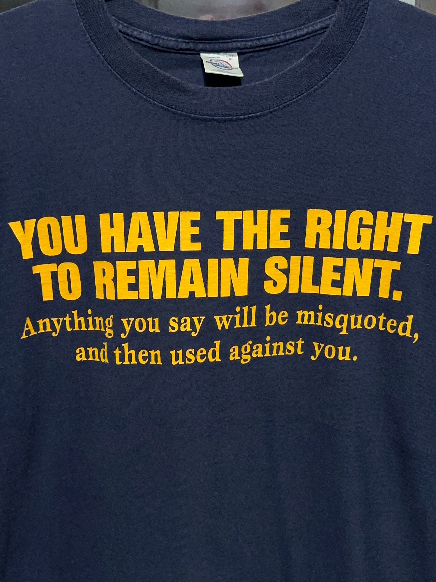 Y2K The Right Remain Silent Funny Humor Tee XL