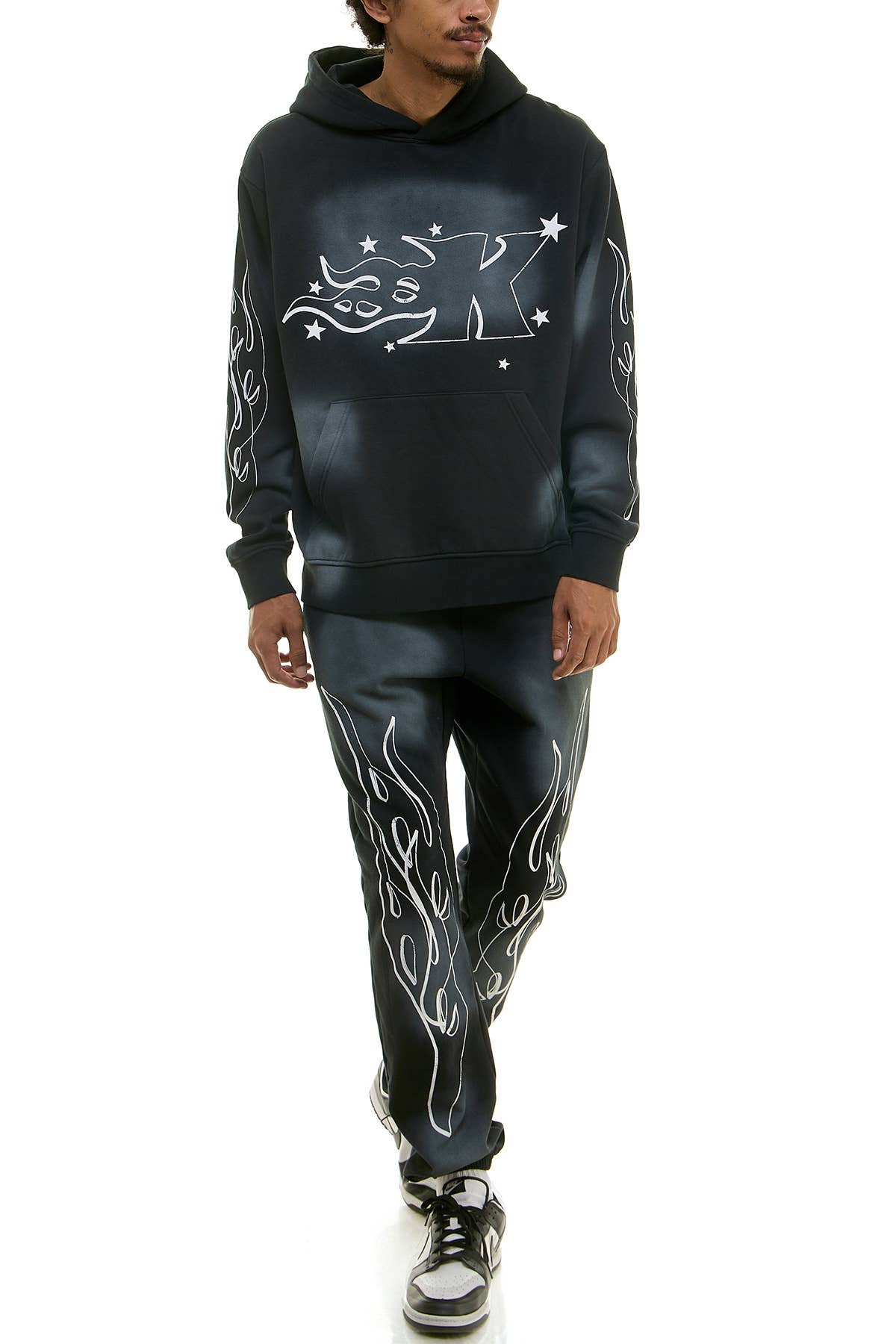 KDNK FLAME LOGO HOODIE AND JOGGER SWEATPANTS SET