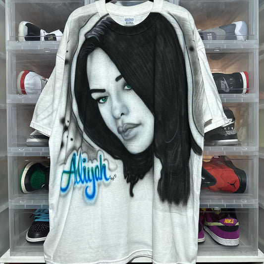 Vintage Y2K Aaliyah Airbrush Memorial Graphic Tee XXL