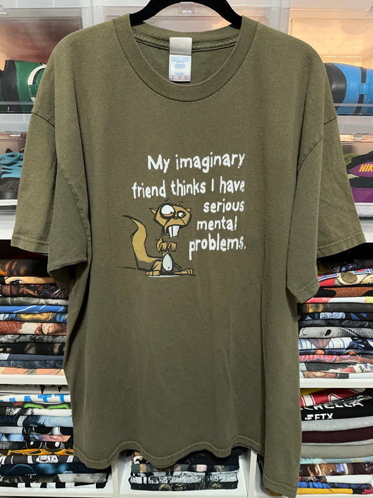 Vintage Y2K My Imaginary Friend Graphic Humor Tee XL