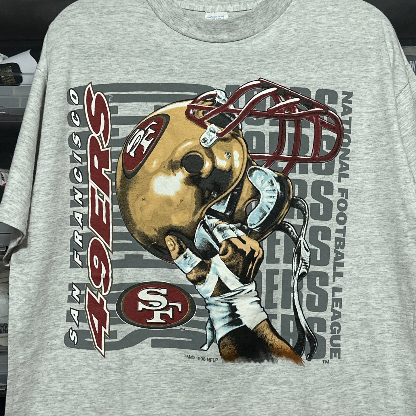 Vintage 90s San Francisco 49ers Logo 7 Helmet T-Shirt Large