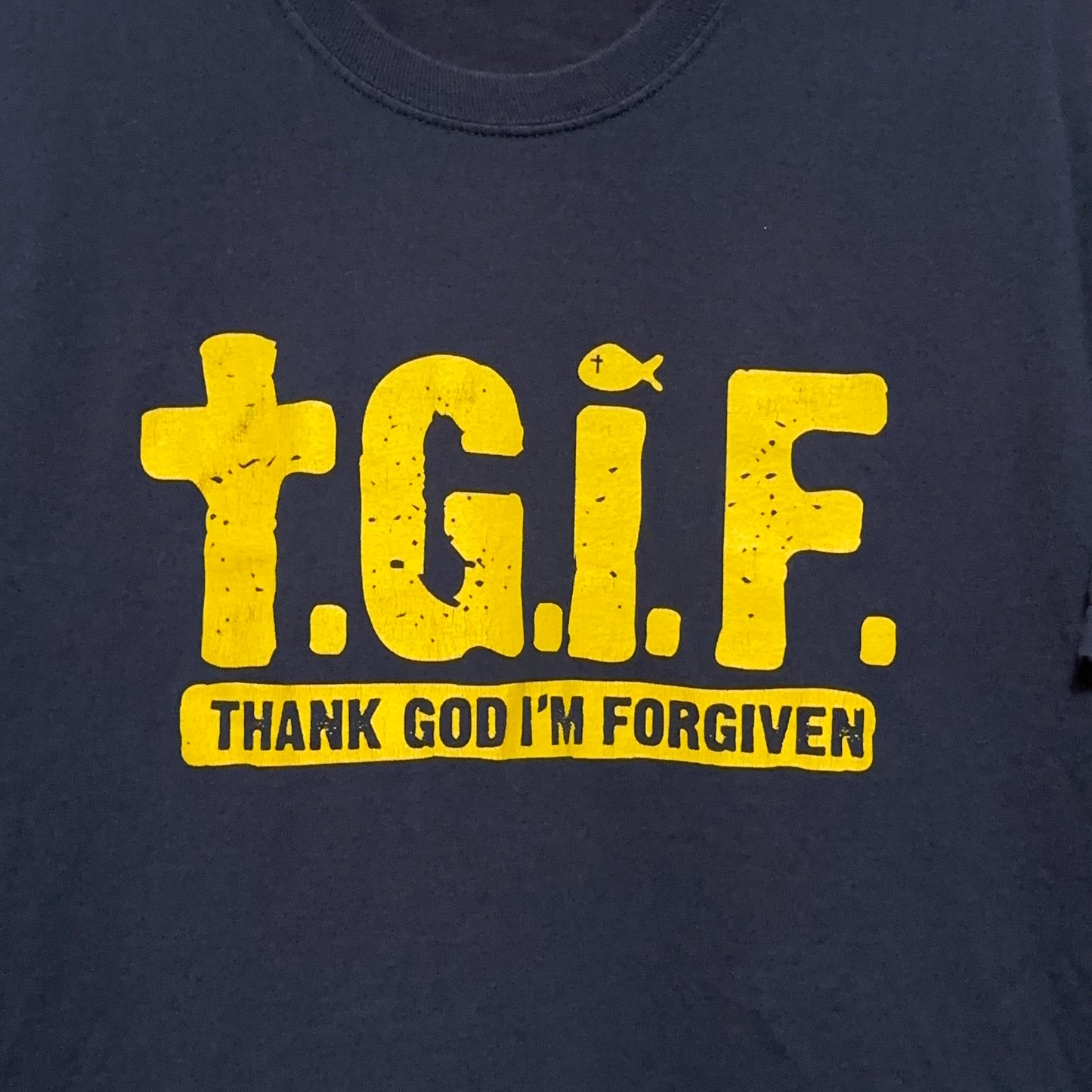 Y2K TGIF Thank God I'm Forgiven Graphic Jesus T-Shirt XL