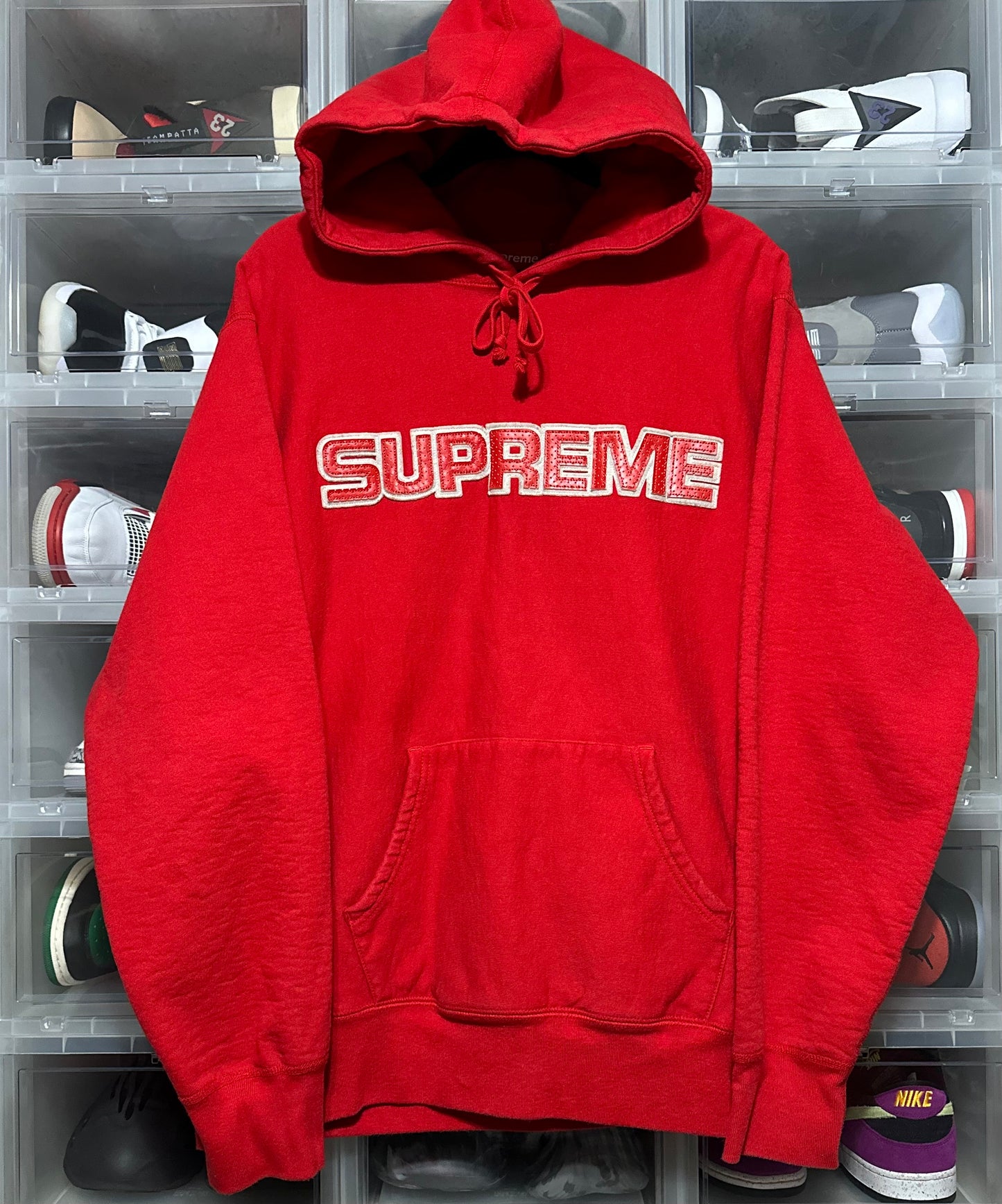 Supreme Perforated Leather Logo Hoodie FW18 Large