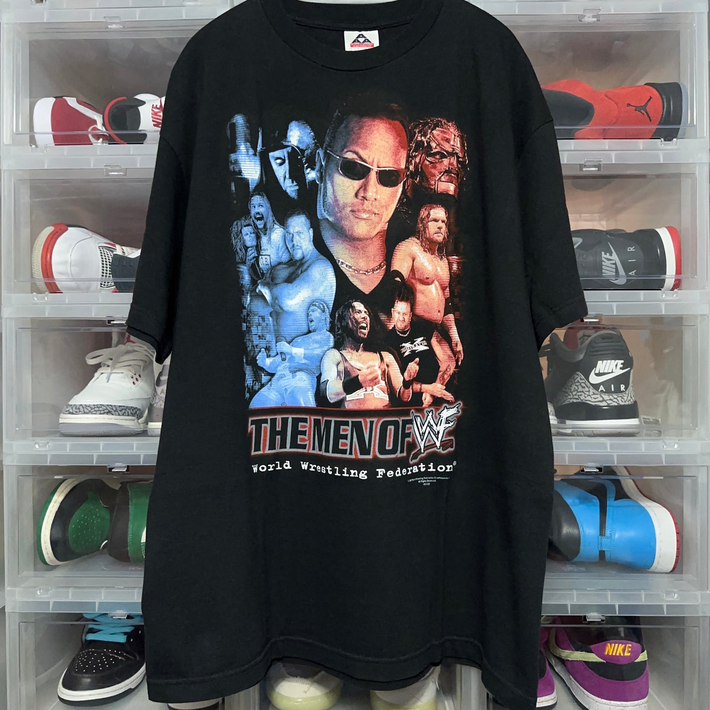 Vintage WWF The Men Of WWF Wrestling Tee XL The Rock Undertaker Kane