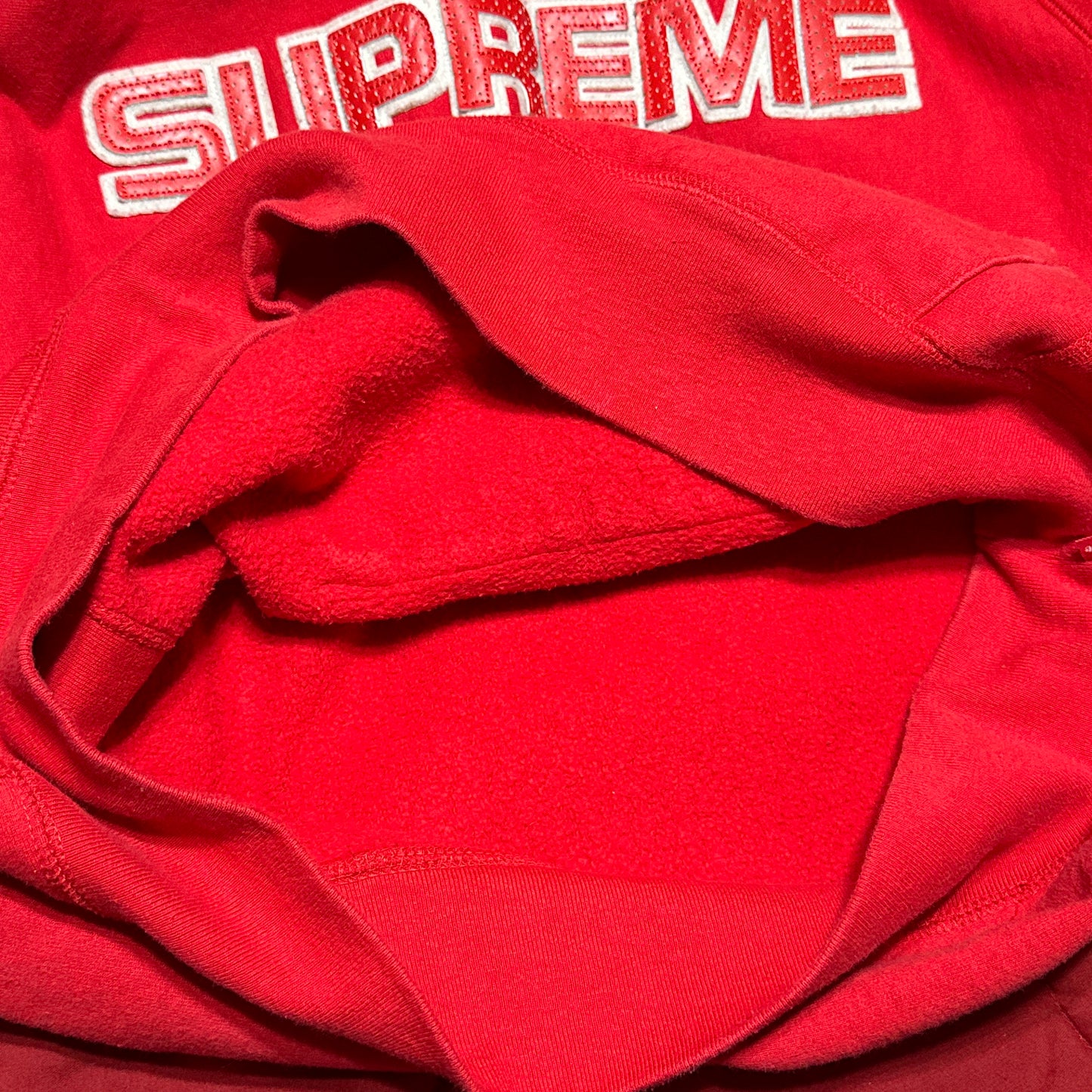 Supreme Perforated Leather Logo Hoodie FW18 Large