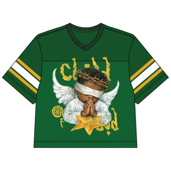 CHILD OF GOD OVERSIZED MESH CROPPED JERSEY GREEN