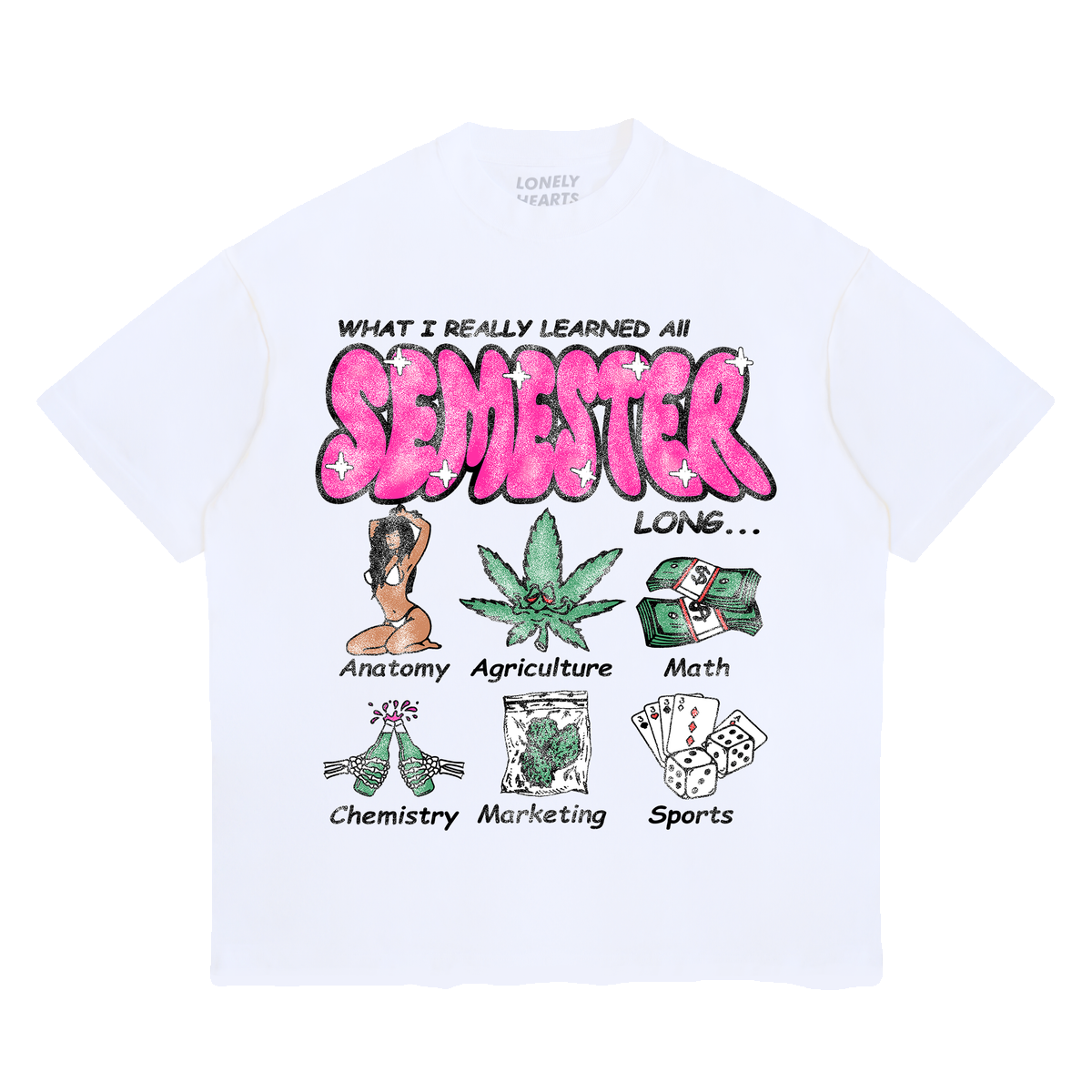 Lonely Hearts Club What I Learned All Semester Cropped Premium T-Shirt