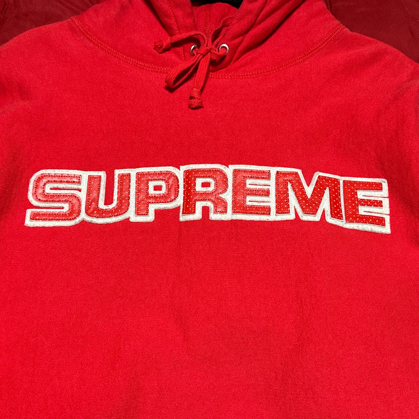 Supreme Perforated Leather Logo Hoodie FW18 Large