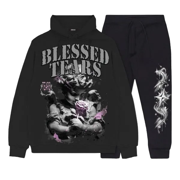 BLESSED TEARS HOODIE AND JOGGER SET BLACK
