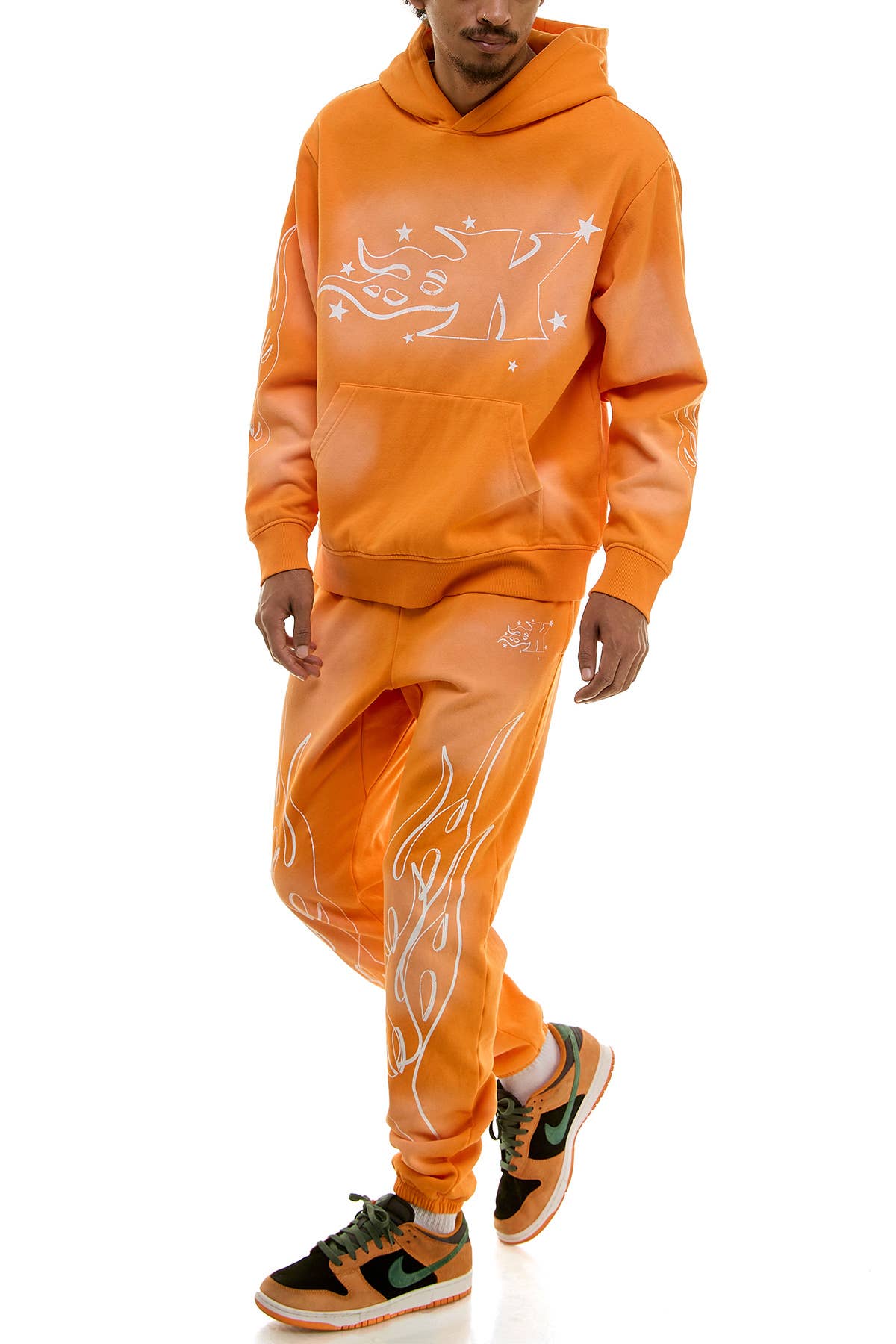 KDNK FLAME LOGO HOODIE AND JOGGER SWEATPANTS SET