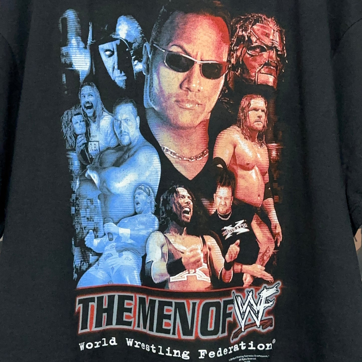 Vintage WWF The Men Of WWF Wrestling Tee XL The Rock Undertaker Kane