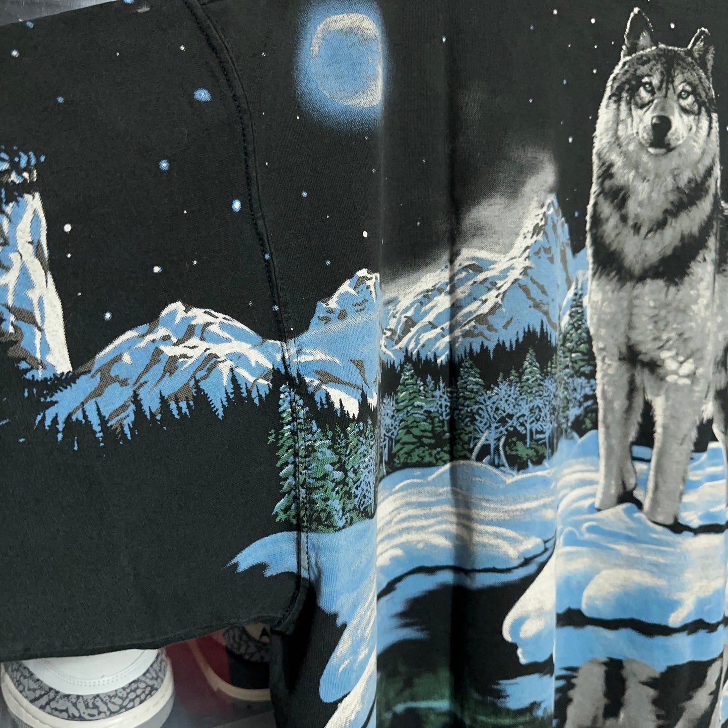 Vintage Liquid Blue Wolf Mega All Over Print Tee XL