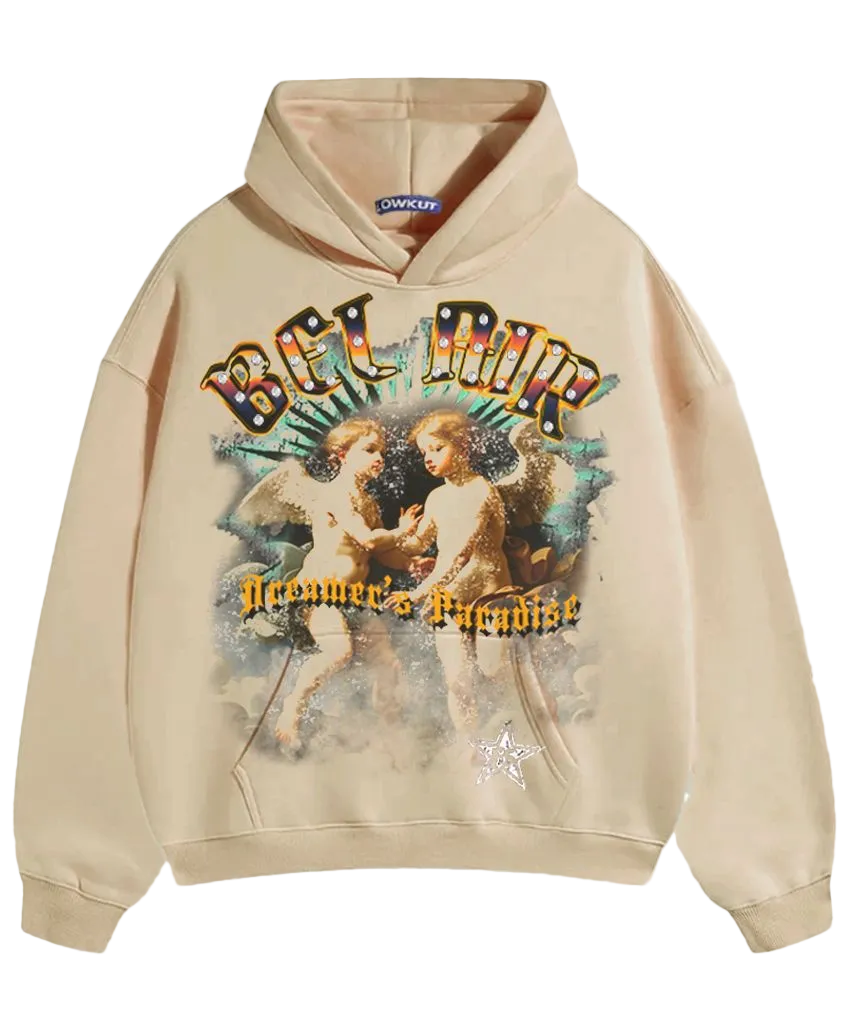 LOWKUT BELAIR JUMBO CRYSTAL HOODIE CREAM PREORDER