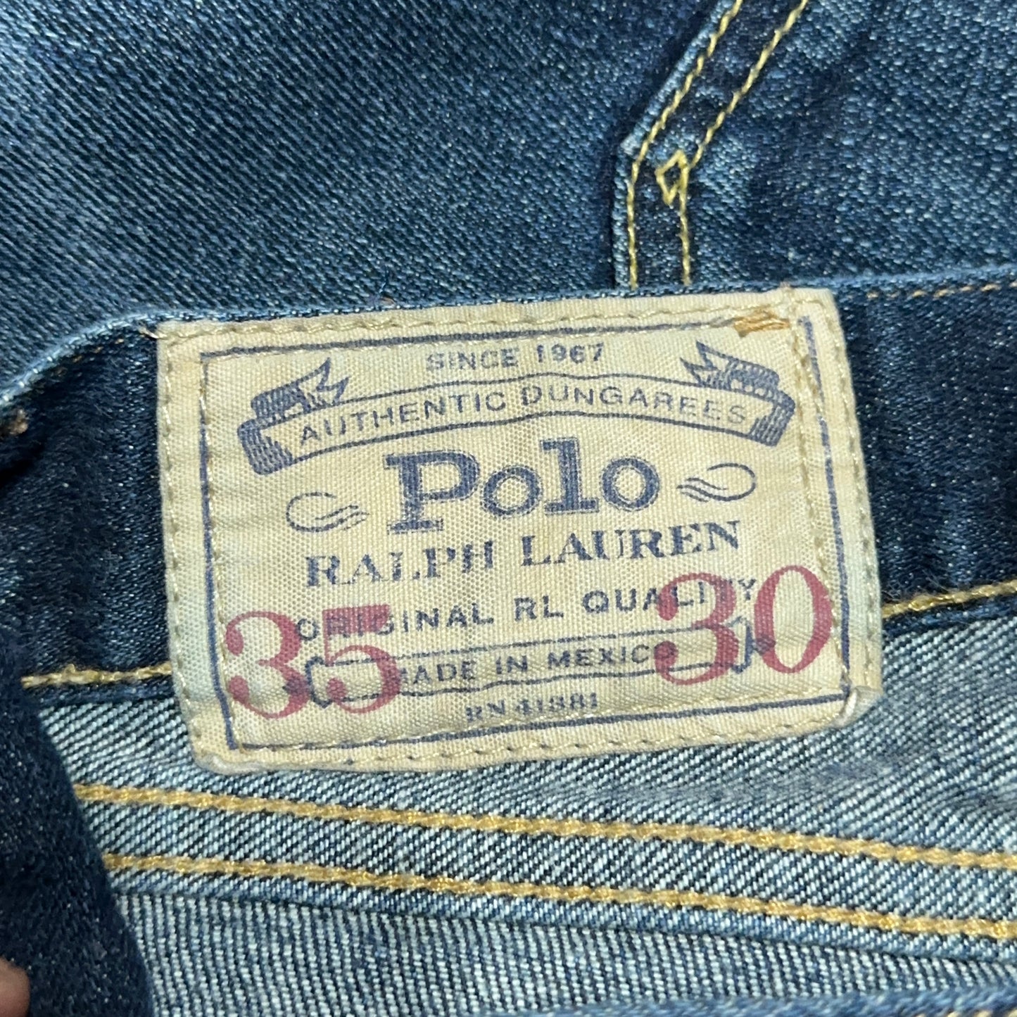 Polo Ralph Lauren Jeans Hampton Straight Selvedge Denim Whiskered 35x30