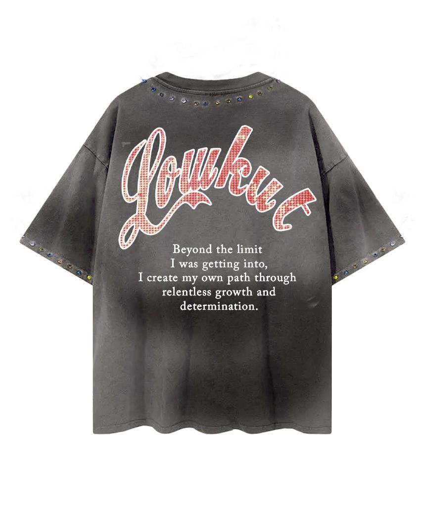 LOWKUT FLAMINGO CRYSTAL TEE DARK GREY PREORDER