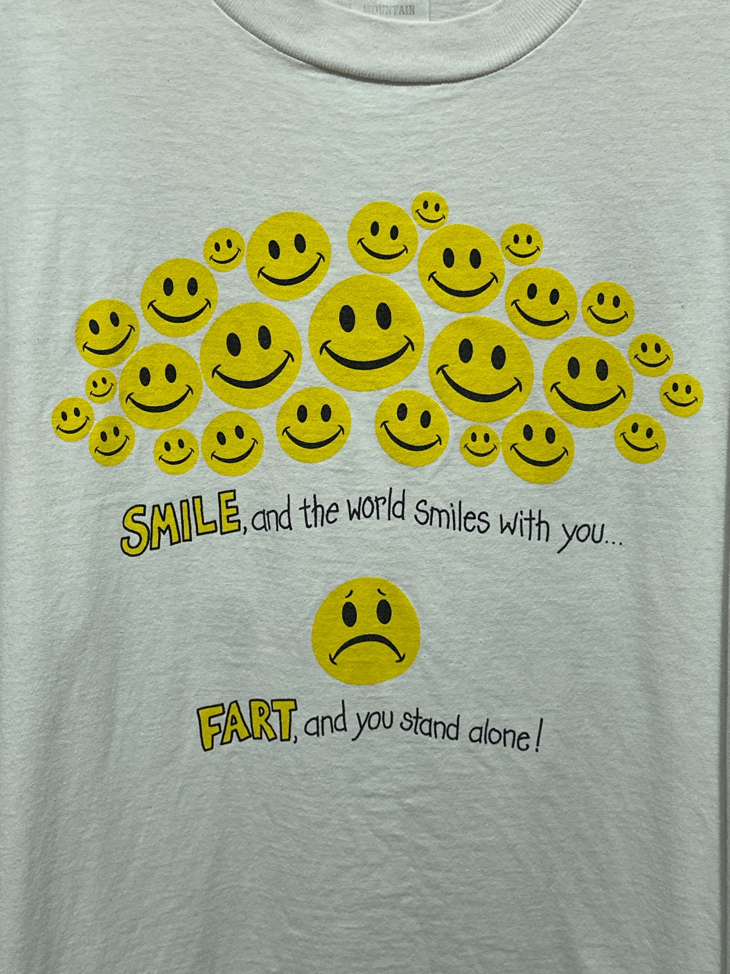 Vintage Y2K Smile And The World Adult Humor Graphic Tee XL