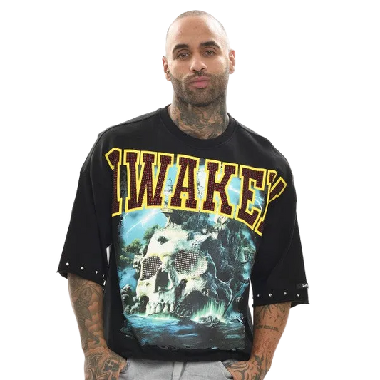 AWAKEN RAW EDGE CROPPED GRAPHIC TEE