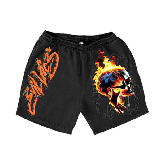 Evil Vice Thread Skull Graphic Shorts