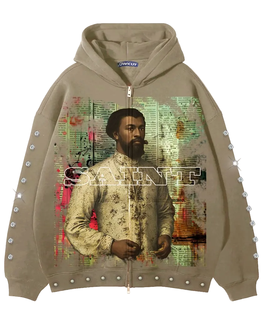 LOWKUT SAINT PEARL ZIP UP HOODIE TAN PREORDER