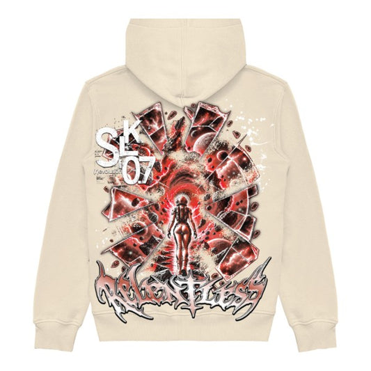 HARDCORE SKULL GRAPHIC HOODIE NATURAL