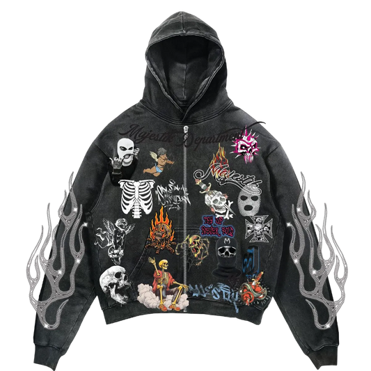 MAJESTIK DEPARTMENT ICONS FRENCH TERRY ZIP UP HOODIE