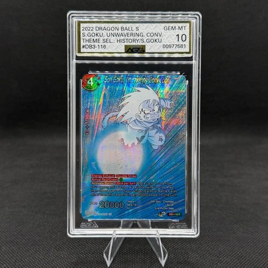 Dragon Ball Super Son Goku, Unwavering Conviction DB3-116 AGS 10 Gem Mint POP 1