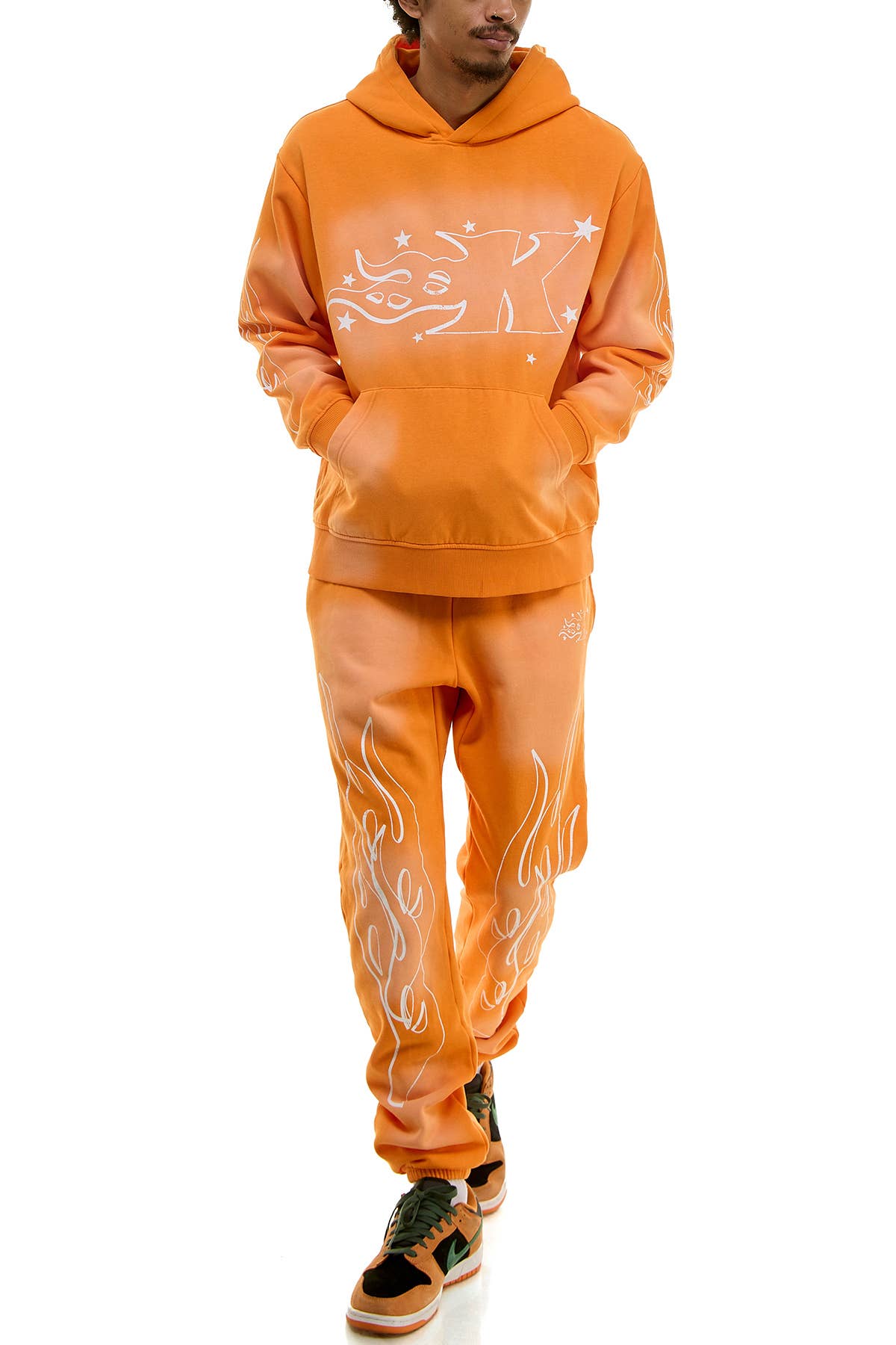 KDNK FLAME LOGO HOODIE AND JOGGER SWEATPANTS SET