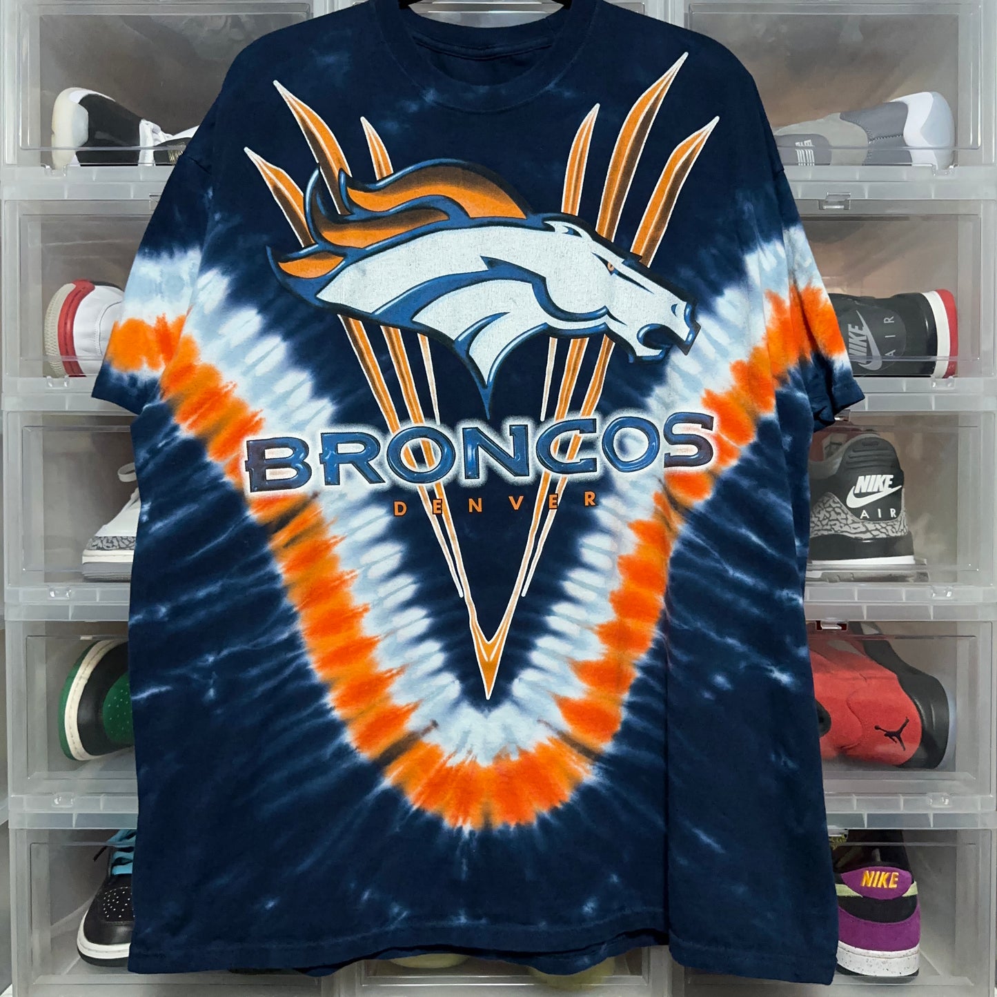 2000s Denver Broncos Liquid Blue All Over Print Tee XXL