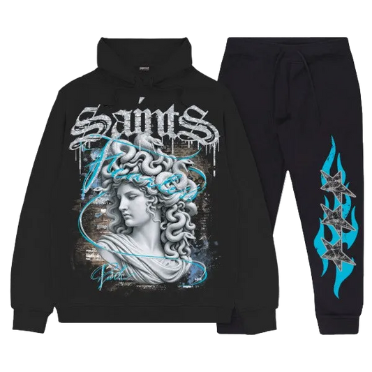 SAINTS HOODIE AND JOGGER SET BLACK