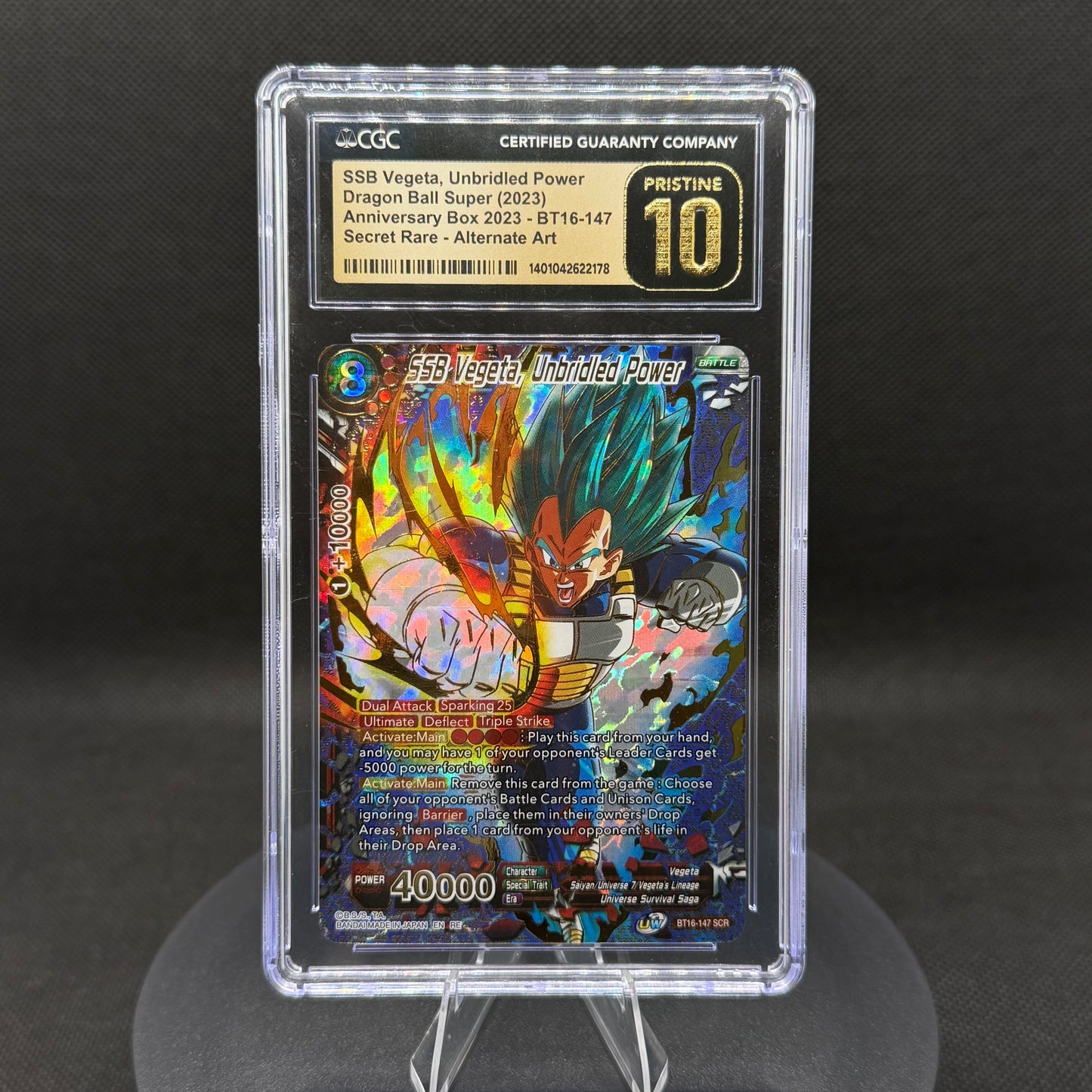 Dragon Ball Super SSB Vegeta, Unbridled Power Secret Rare Alternate Art CGC Pristine 10