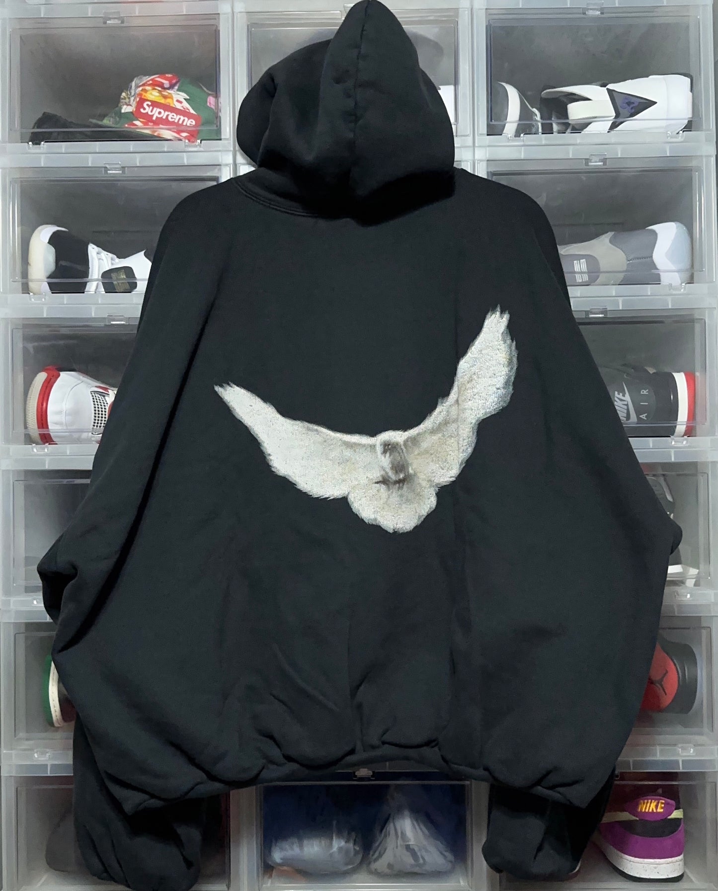 Kanye West YZY Gap Balenciaga Dove Hoodie Washed Black Size Medium