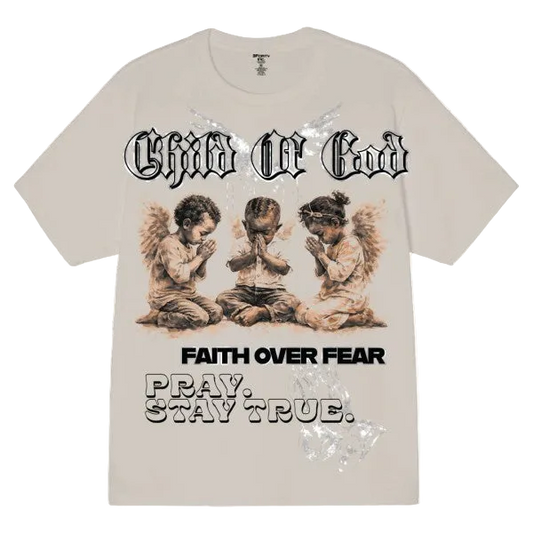 CHILD OF GOD FAITH OVER FEAR GRAPHIC TEE SAND