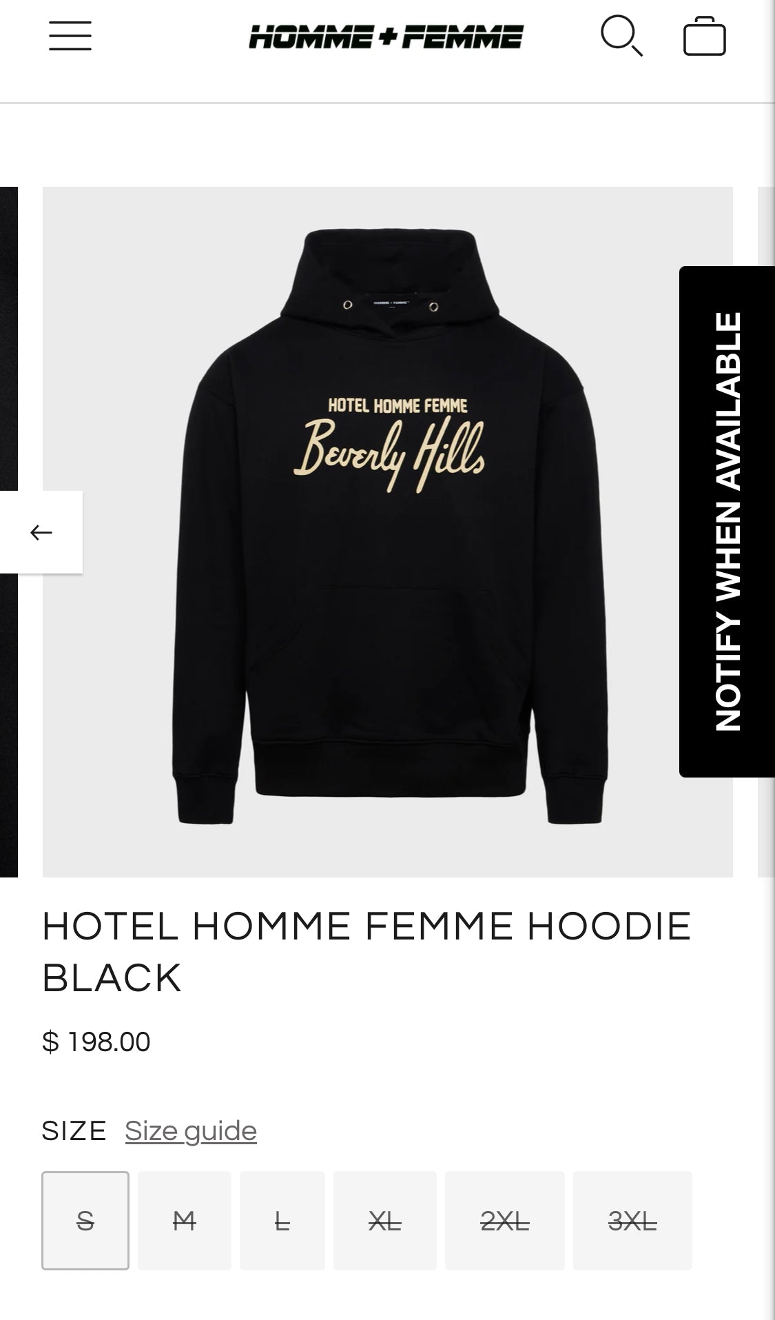 Homme Femme LA Hotel Beverly Hills Graphic Hoodie XL