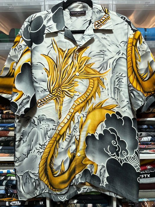 Y2K Dragon All Over Print Button Up Shirt XL