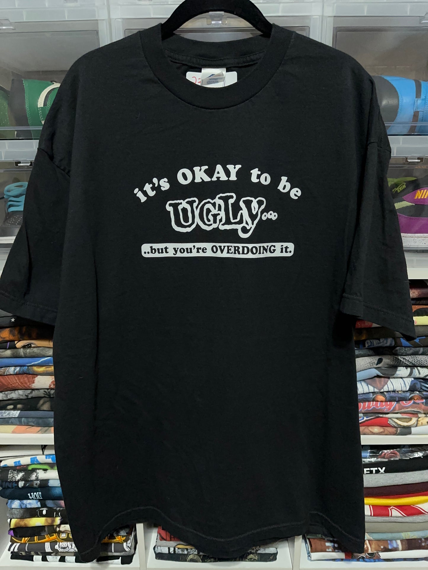 Vintage Y2K It's Ok To Be Ugly Funny Humor Graphic Tee XL