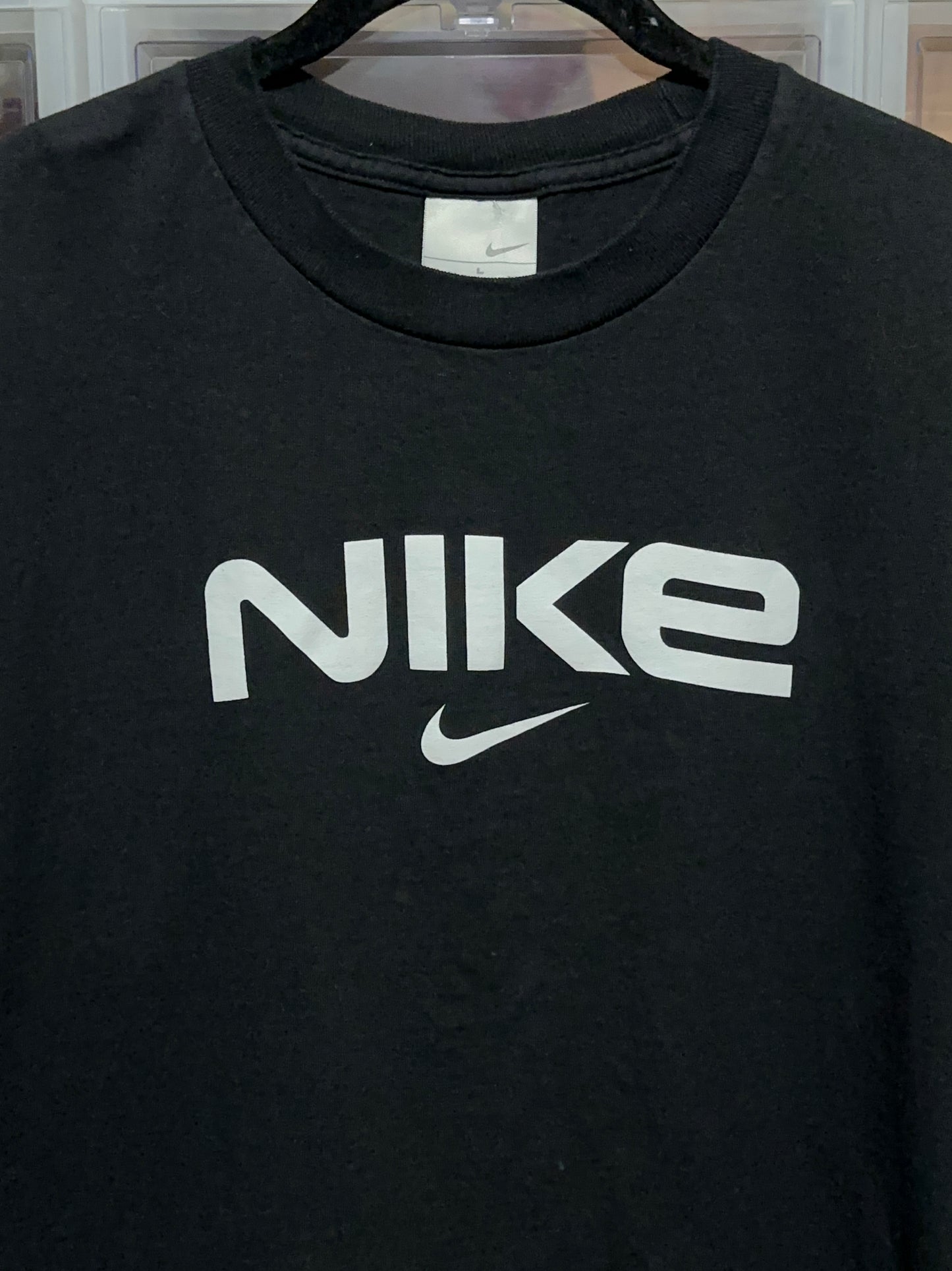 Y2K Nike Center Swoosh Spellout Graphic Tee Large