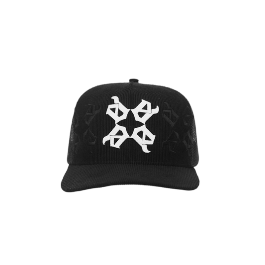 EVIL VICE STAR CORDUROY MONOGRAM TRUCKER HAT