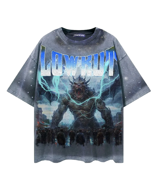 LOWKUT FRENCH MONSTER CRYSTAL RHINESTONE TEE