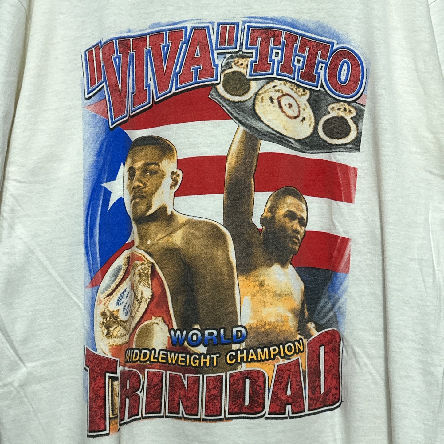 Vintage 90s Felix Tito Trinidad Boxing Rap Tee Large