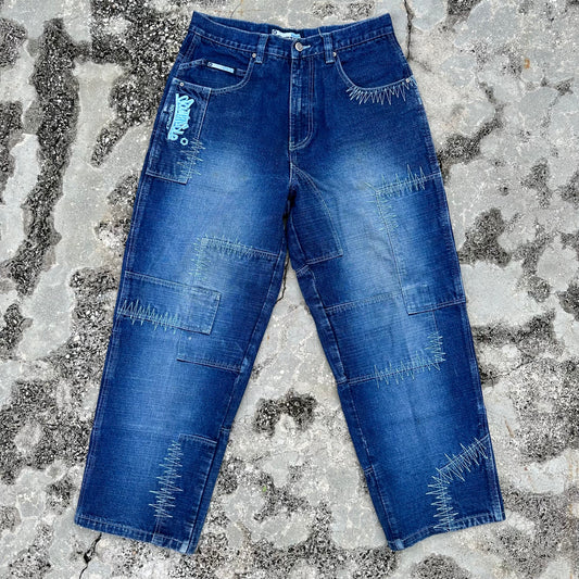 Y2K Southpole Patchwork Denim Jeans Size 34