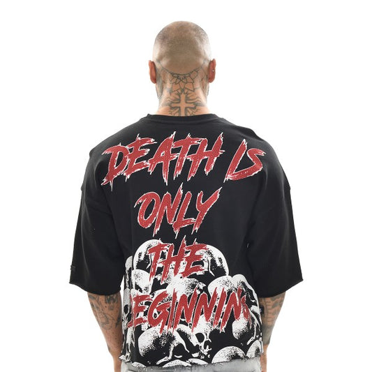 INFERNO RAW EDGE CROPPED GRAPHIC TEE